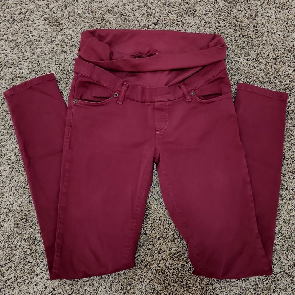 Maternity skinny jeans, maroon color, size 26